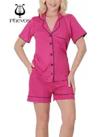Phevos İnce Askılı Şortlu Pijama Takımı Koyu Fuşya görsel 7
