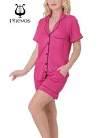 Phevos İnce Askılı Şortlu Pijama Takımı Koyu Fuşya görsel 8