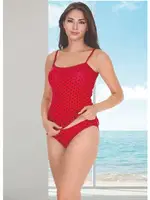 Puantiyeli Atlet ve Slip Külot Takım Lady 706 Kırmızı