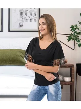 Derya Kurşun Püsküllü Yarım Kol Kadın Body Derya Kurşun 128 - Alternatif Görünüm