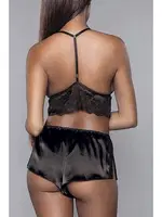 Saten Bralet Sütyen Şort Takımı For Dreams 8308 Siyah görsel 4