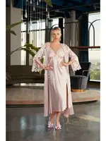 Saten Gecelik Sabahlık Nurteks 5184 Pudra farklı açı