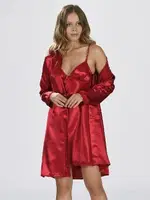 Saten Gecelik Sabahlık Takımı NBB 3345 Bordo