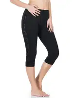 Şeritli Kısa Kadın Tayt Derya Kurşun 417 Siyah görsel 4