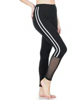 Şeritli Transparan Detaylı Kadın Tayt Derya Kurşun 0602 Siyah