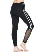 Şeritli Transparan Detaylı Kadın Tayt Derya Kurşun 0602 Siyah detay görünüm