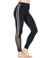 Şeritli Transparan Detaylı Kadın Tayt Derya Kurşun 0602 Siyah görsel 4