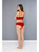 Dantelli Dolgusuz Bralet Sütyen Slip Külot Takım Doreanse 12432 Kırmızı görsel 4