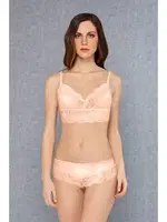 Dantelli Dolgusuz Bralet Sütyen Slip Külot Takım Doreanse 12432 Somon görsel 7