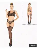 Siyah Simli Dantel Takım Elawin 5350 Siyah