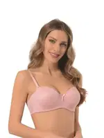 Straplez Desteksiz Kaplı Sütyen NBB 3413 Pudra