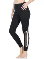 Transparan Detaylı Kadın Tayt Derya Kurşun 0605 Siyah