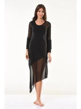 Derya Kurşun Transparan Detaylı Uzun Elbise Derya Kurşun 958