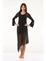 Transparan Detaylı Uzun Elbise Derya Kurşun 958 Siyah detay görünüm