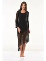 Transparan Detaylı Uzun Elbise Derya Kurşun 958 Siyah görsel 4