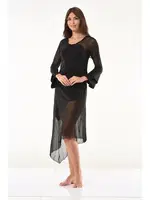 Transparan Detaylı Uzun Elbise Derya Kurşun 958 Siyah görsel 5