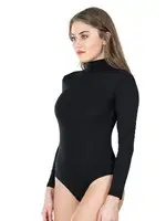 Uzun Kol Boğazlı Çıtçıtlı Kadın Body Derya Kurşun 322 Siyah görsel 5