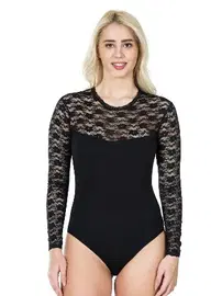 Derya Kurşun Uzun Kol Dantelli Kadın Body Derya Kurşun 342