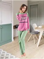 Uzun Kol Kadın Pijama Takım Derya Kurşun 1120 detay görünüm