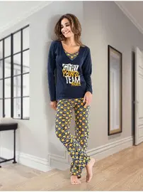 Derya Kurşun V Yaka Uzun Kollu Kadın Pijama Takım Derya Kurşun 1104
