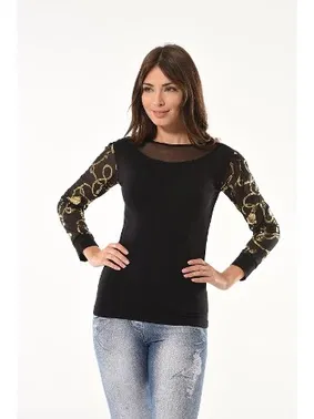 Derya Kurşun Varak Desenli Uzun Kol Body Derya Kurşun 144