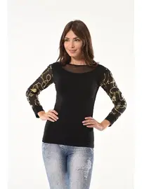 Derya Kurşun Varak Desenli Uzun Kol Body Derya Kurşun 144