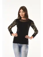 Varak Desenli Uzun Kol Body Derya Kurşun 144 Siyah