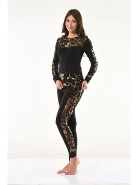 Derya Kurşun Varaklı Transparan Detaylı Tayt Takım Derya Kurşun 1130