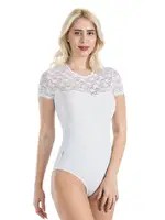Yarım Kol Dantelli Kadın Body Derya Kurşun 338 Beyaz