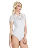 Yarım Kol Dantelli Kadın Body Derya Kurşun 338 Beyaz farklı açı