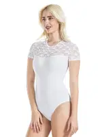 Yarım Kol Dantelli Kadın Body Derya Kurşun 338 Beyaz görsel 4