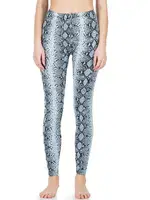 Yılan Derisi Görünümlü Uzun Kadın Tayt Derya Kurşun 444 Mavi