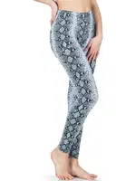 Yılan Derisi Görünümlü Uzun Kadın Tayt Derya Kurşun 444 Mavi görsel 4