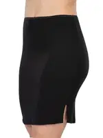 Yırtmaçlı Midi Jupon Emay 1438 Siyah