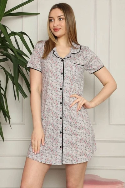 Pamuklu Önden Düğmeli Gecelik Akbeniz 1003