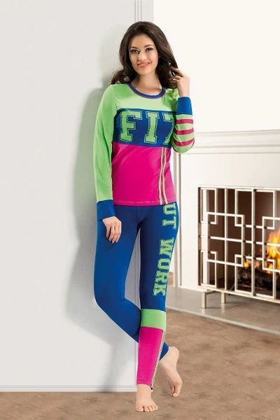 Baskılı Sporcu Kadın Tayt Takım Derya Kurşun 866