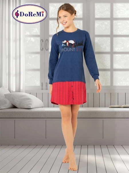 DoReMi Düğmeli Bayan Gecelik