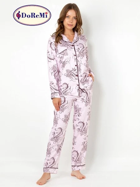 DoReMi Cherry Rot Uzun Kollu Bayan Pijama Takımı