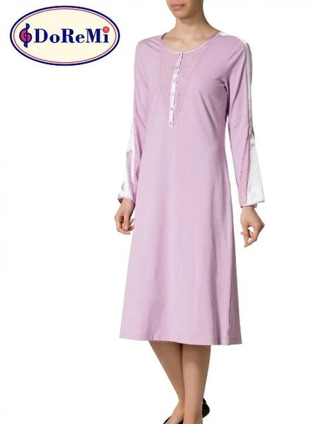 Doremi Patlı Uzun Kollu Penye Gecelik