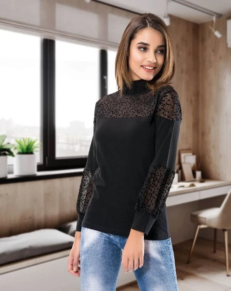 Transparan Uzun Kol Kadın Body Derya Kurşun 121