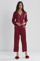6lı Gelin Çeyiz Seti Saten Çeyiz Takım Pierre Cardin 6955 Bordo görsel 30