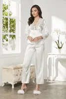 6lı Gelin Çeyiz Seti Saten Çeyiz Takım Pierre Cardin 6955 Ekru görsel 7