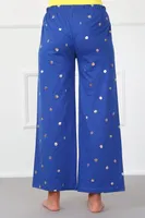 Mavi Bayan Penye Bol Paça Pantolon Akbeniz 210013 Saks görsel 4