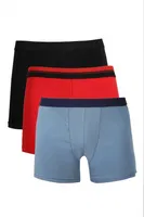 3Lü Erkek Penye Boxer Akbeniz 40101 Çok Renkli