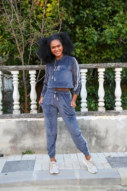 Akbeniz Kadife Kapşonlu Kadın Eşofman Takım Akbeniz 9054