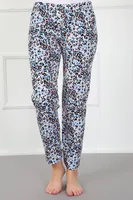 Kadın Leopar Pamuklu Alt Pijama Akbeniz 27437 Ekru