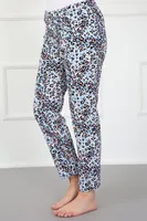 Kadın Leopar Pamuklu Alt Pijama Akbeniz 27437 Ekru detay görünüm