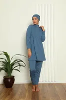 İndigo Mavi Tam Tesettür Likralı Mayo 31050 İndigo detay görünüm