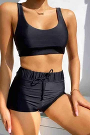 Angelsin Şortlu Kadın Tankini Takım Siyah Angelsin MS4158
