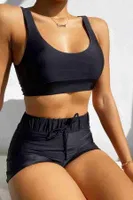 Şortlu Kadın Tankini Takım Siyah Angelsin MS4158 Siyah detay görünüm